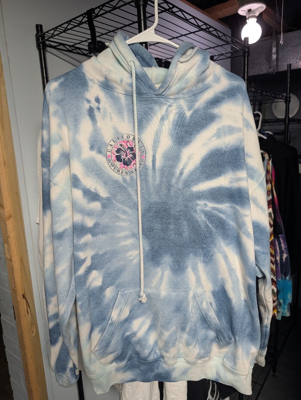 Tie-Dye Blue and White Hoodie Sweatshirt